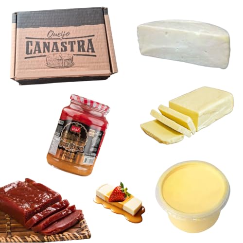 Kit Artesanal Mineiro Queijo Canastra 500g com Manteiga da Roça 500g, Requeijão de Corte 500g, Goiab