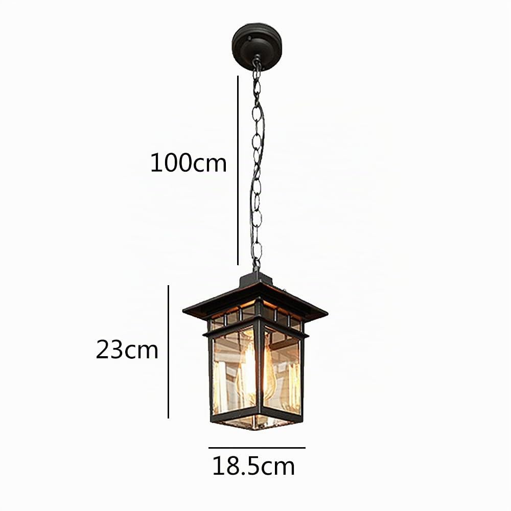 Lámpara de techo colgante impermeable IP55, resistente al agua, lámpara colgante rústica de metal para balcón, para porche, exterior, Entryway, E27, color negro