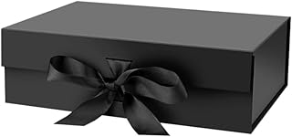 Caixa FlexBox Rígida de Papel com Imã e Cetim para Presente - Y338 Preto, 28x20x9cm