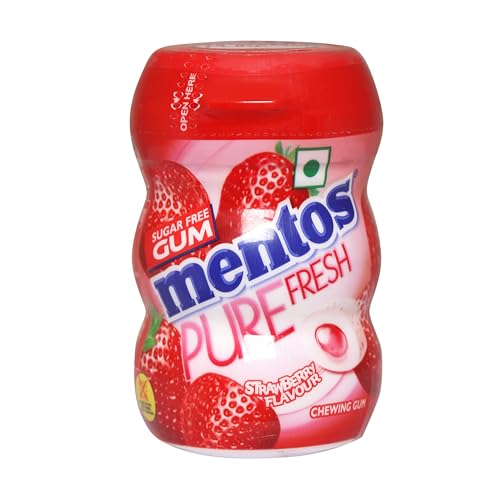 Image of Mentos Pure Fresh Strawberry Chewing Gum, 15.6 gm Bottle