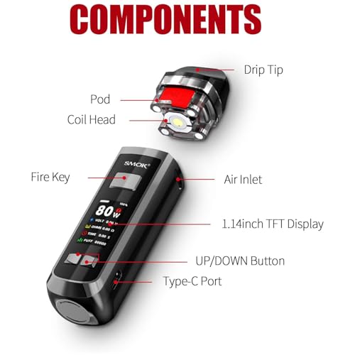 SMOK RPM 2 Kit | SMOK RPM 2 Pod System Kit Intégré 2000mAh Batterie 80W Vape DL/MTL Fit RPM 2 Pod Cartouche Vaporisateur de cigarette électronique no nicotine no liquid – Bild 5