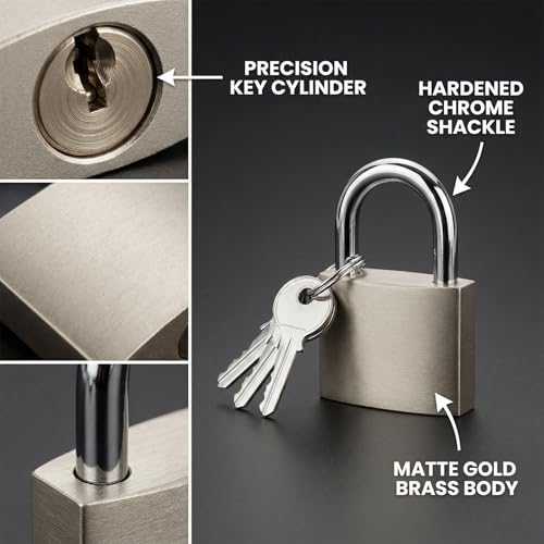 Image of 4 Pcs Small Silver Solid Brass Padlocks with Same Keys Keyed Lock | Toolbox Sheds Storage Unit Gym Fence Locker Pad Locks