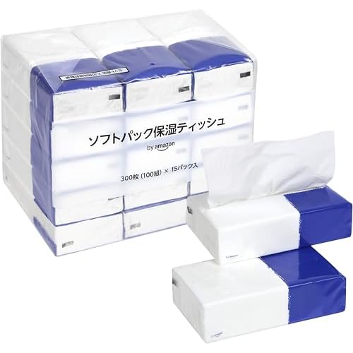 by Amazon ソフトパック 保湿ティッシュ 300枚100組