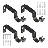 4 PCS Metall Gardinenstangenhalter mit Dübelschrauben, Ausziehbare Gardinenstange Halterungen (98 cm bis 116 cm), Schwarze Vorhang Halterung für Gardinenstangen bis 30mm Durchmesser, Inklusive Schraub