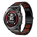LDFAS Fenix 8/7X/6X/5X Plus Band, Natural Wood Red Sandalwood Stainless Steel Metal Watch Band, 26mm Quick Release Easy Fit Strap Compatible for Garmin Fenix 7X/6X Pro/5X/5X Plus/3HR/Descent Mk2 Bands