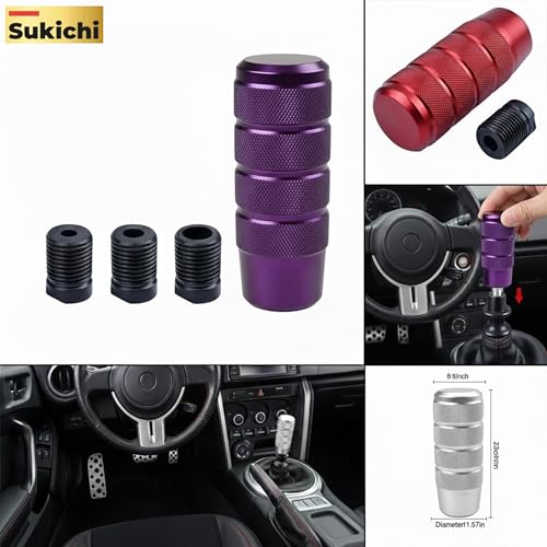 Image of Medirich Lifesciences Sukichi Car Gear Knob Stylish | Universal Car Gear Shift Knob | Manual Transmission Gear Shifter | Car Interior Accessories | Anti Slip Gear Lever Knob | (Slim Dotted, Purple)