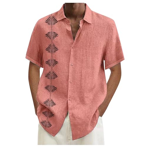 Men's Cuban Guayabera Shirts Breathable Button Down Light Colored Running Shirts for Men Short Sleeve Summer Cardigan