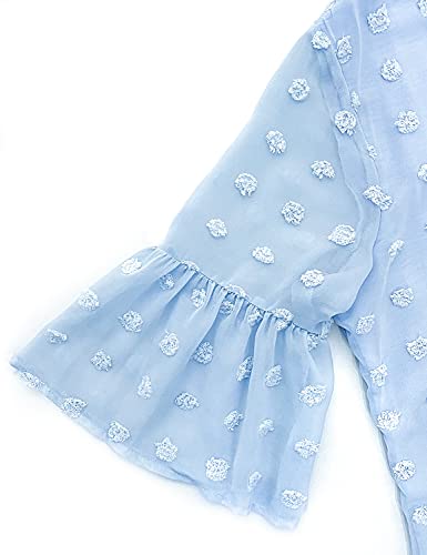 Image of Blooming Jelly Womens White Dresses Short Sleeve V Neck Ruffle Cute Sun Dress Chiffon Flowy Shift Mini Dress