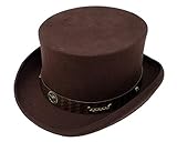 100% Wool Victorian Western STEAMPUNK Costume Top Hat With Leather Band and Chain