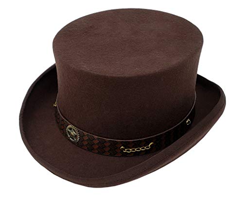 Top Hat with Leather Band and Chain | Victorian Style Steampunk