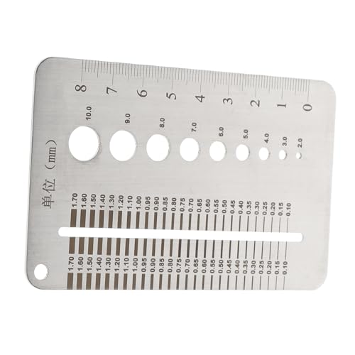 MUCKLILY Drill Bit Gauge Measure Tape Tool Drill Gauge Drill Hole Gauge Valve Thickness Gauge Gaps Gauge Width Gauge Stainless Steel Silver