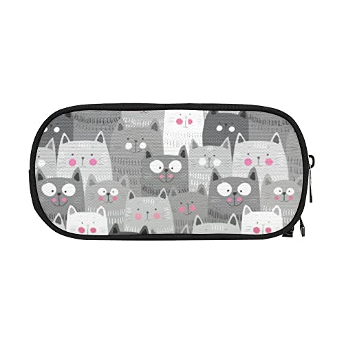 Image of ANANGTEE Cute Cats Pencil Pouch Case for Kids Child Teen Boys Girls 10 | Large Capacity Soft Gray Stationery, Grey Clutch School Suppies Zipper Pouch, Office Desk Small Organizer Pen Box