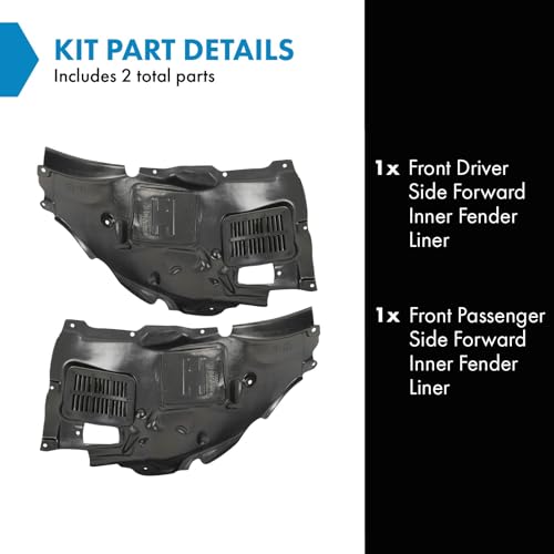 Image of TRQ Front Driver & Passenger Side Forward Inner Fender Liner Set Compatible with 2014-2016 BMW 328i 2013-2016 320i 2014-2015 328xi 328dx 335i with M Sport Package