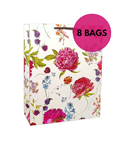 Image of TASCHE Paper Alekhya Design Paper Bag For Return Gift, Small Presents, Weddings, Birthday, Holiday Presents (Size 12 X 9.5 X 4 Inch | Pack Of 8), Multicolor