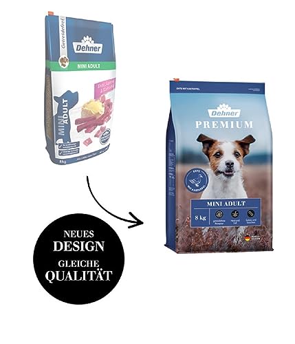 Dehner Premium Hundefutter, Trockenfutter getreidefrei, für ausgewachsene Hunde kleiner Rassen, Ente / Lamm / Kartoffel, 8 kg