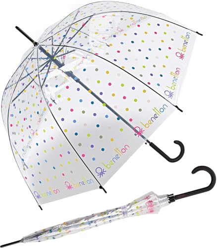 Paraguas Benetton automático con forma de campana transparente   Dip Dye, 105 cm