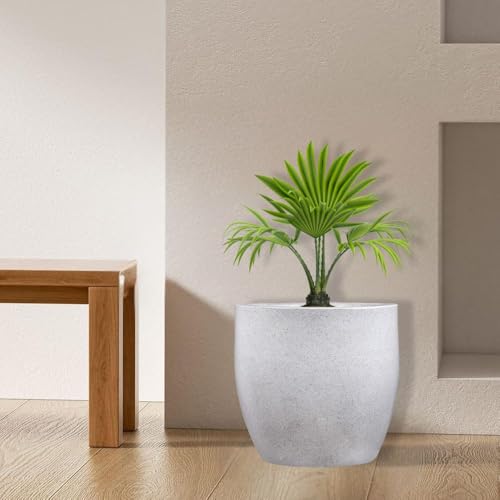 Image of Go Hooked Pluto White Indoor Planter Pot 22 Inch | Lightweight Modern Round Plant Pot for Living Room, Balcony & Office | Decorative Polymer Pot for Live & Artificial Plants