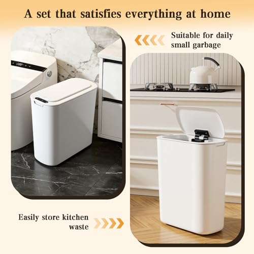 Caneca de basura blanca con sensor 2 unidades 5 y 2.6 gal miniatura 4