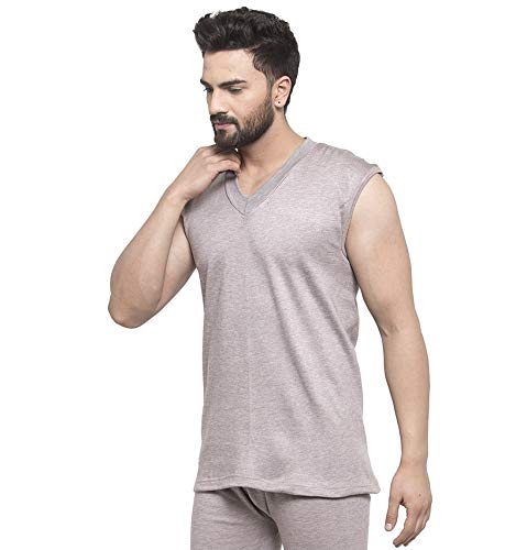 Image of UZARUS Men's Sleeveless Solid V Neck Thermal TOP