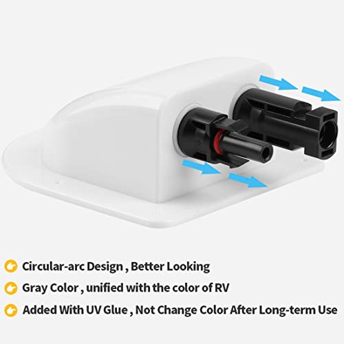 Solar Doppelkabel Eingangsverschraubung mit Photovoltaikstecker Stecker und Buchse Wasserdicht ABS Solarplatte Halterung Gebogene Dual Kabel Anschlüsse Box für Gehäuse Solarzellen RV