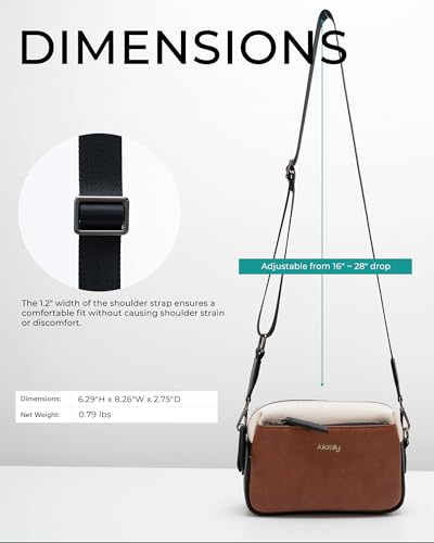 Image of Alldaily Small Triple Zip Crossbody Purse for Women, Vegan Leather Phone Bag with Wide Shoulder Strap