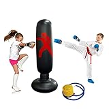 Boxsack Kinder Standboxsäcke 160cm Aufblasbare Boxsäule Tumbler für Kinder Erwachsene Stressabbauer zum Üben von Karate Taekwondo Luftpumpe Reparaturaufkleber Enthalten Geschenk für Kinder
