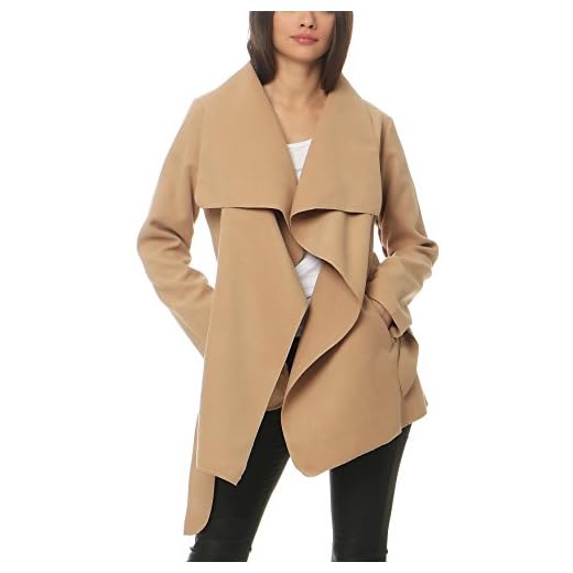 Malito Corto Abrigo con Cascada Capote Manteo Gabán Chaqueta Envolver Bolero 3041 MujerTalla Única (Camel)