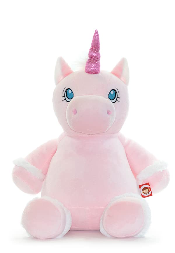 Unicornio Rosa - Juguete Peluche Unicornio Rosa, Unicornio Rosa Cuerno Rosa, 33cm, con Relleno y Cremallera, Peluche Personalizable, Peluche Apto para Personalizar
