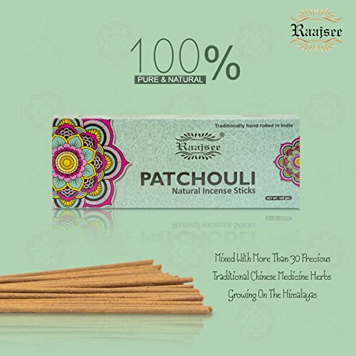 Raajsee RJ-01 Patchouli Incense Sticks 100 Gm Pack-100% Pure Organic Natural Hand Rolled Free From Chemicals-Perfect thumb #3