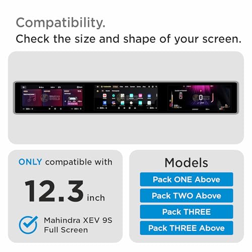 Image of Spartan Shield *MATTE* Screen Protector For MAHINDRA XEV 9S 2026 Electric SUV || 12.3 Inch Full Touchscreen Display Guard || Accurate Fit For Pack One | Two | Three Above || ** ANTI GLARE ** Anti Scratch || Water Repellant || With Complimentary Installation Kit || Bubble Free Application || XEV9E | XEV9S Digital Instrument Cluster Protective Film || XEV9 2025 Car Stereo Accessories [Not Tempered Glass]