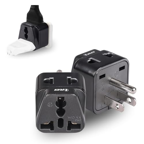 Image of OREI USA Travel Adapter, Japan, Philippines Canada Travel Plug, India to USA Converter Plug - 2 in 1 Type B - Perfect for Laptop, Camera Chargers - CE, RoHS - 2 Pack - Black - 5 Years Warranty
