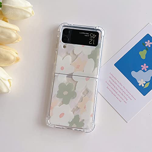 Watercolor Flower Cute Phone Case For Samsung Galaxy Z Flip 3 Cover Fashion Shockproof Protective Cases Compatible With Z Flip3 5G Covers - Clear #TOP2