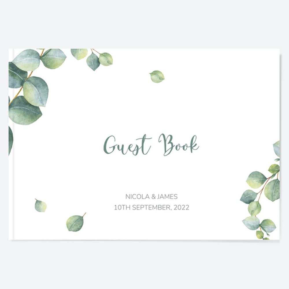 Dotty about Paper Eucalyptus - Personalised Wedding Guest Book. Floral, Greenery, Foliage, Elegant. Pefect for Friends and Family. Any Occasion. Perfect for Weddings or Birthdays โ image 1