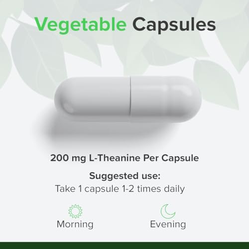 L Theanin 200mg – 180 Kapseln | Reine Formel ohne unnötige Zusätze | Flexibel dosierbar (1–2 Kapseln täglich) | Bis zu 6 Monate Vorrat | Vegan & glutenfrei | RAW Powders