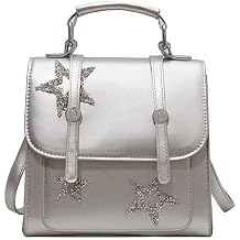 Y2K Aesthetic Backpack Purse for Women Sparkling Stars Leather Backpack Purse Small Backpack Hand Tote Bag