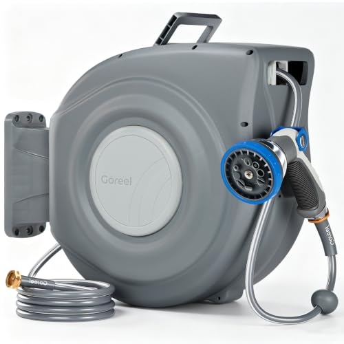 Automatic Water Hose Reel Retractable Garden Hose Reel 1/2 in x 65 ft