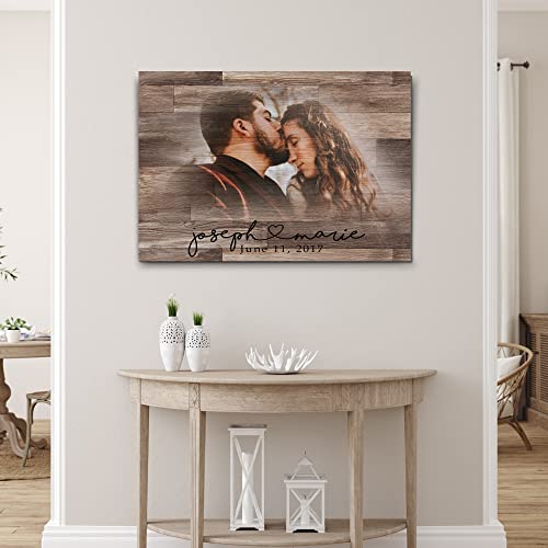 TAILORED CANVASES Personalized Couple Canvas - Custom Photo and Name