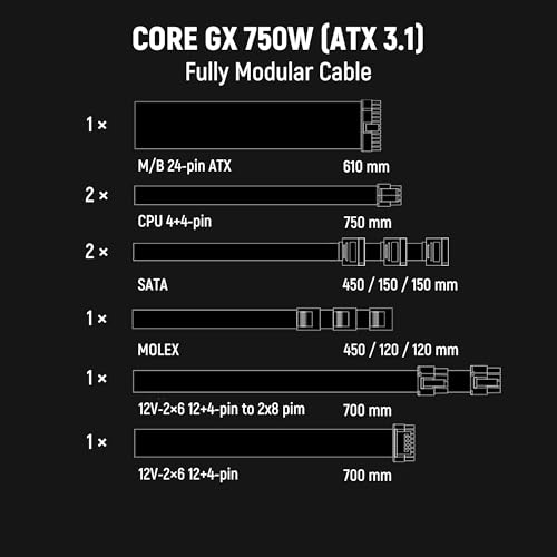 Core GX-750 ATX 3.1 - 750w - 80 Plus Gold - Alimentatore - Immagine 2