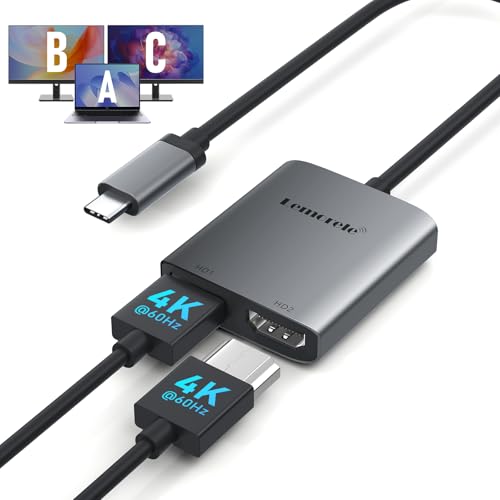 Image of Lemorele USB C to Dual HDMI Adapter 4K@60Hz Type C to Dual HDMI Converter Plug and Play for MacBook, Windows, Linux and DP Alt Mode Type-C Devices
