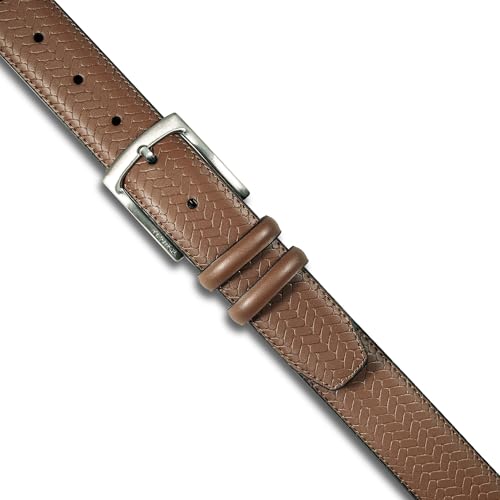 Image of Nautica Men's Casual Leather Belt | Everyday | Classic | Pants | Jeans | Khakis | Chinos | Metal Buckle