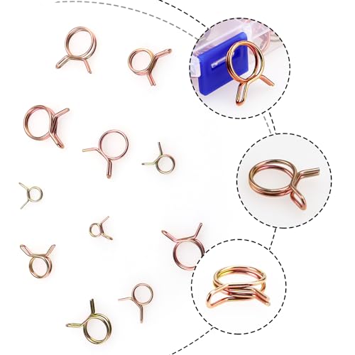 YIXISI 150 PCS 5-14mm Fuel Hose Spring Clamps, HARDWARE CLAMPS VISE, Golden, for Motorcycle Scooter ATV, 150pcs - Image 3