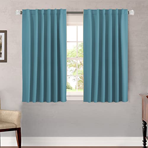 Image of H.VERSAILTEX Blackout Curtains Thermal Insulated Window Treatment Panels Room Darkening Blackout Drapes for Living Room Back Tab /Rod Pocket Bedroom Draperies (2 Panels, Storm Blue, 52 x 45 Inch)