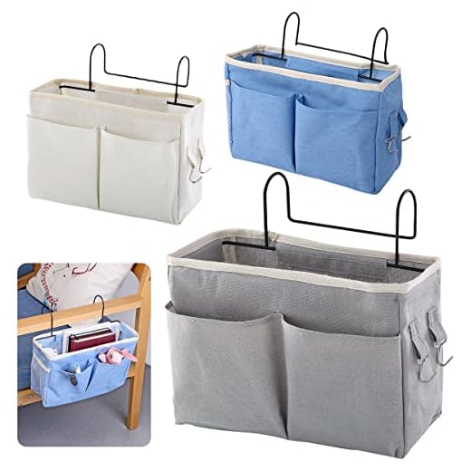 Bedside Caddy Pocket, RoadLoo 3 st. sängväska för upphängning sängväska med trådram säng arrangör våningssäng hängande väska förvaringsväska säng förvaringsväska stor kapacitet stor kapacitet