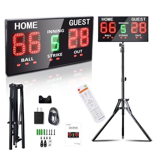 Ousmile Outdoor Baseball/Softball Scoreboard with Stand, Wireless Portable Baseball Scoreboard...