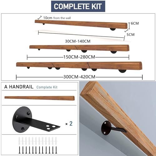 Rambarde en bois 350 cm pour escalier intérieur et extérieur - 4