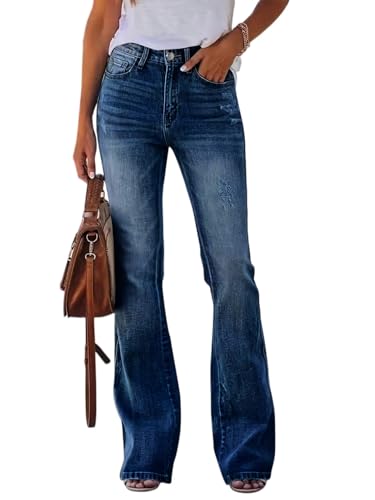 fanmpghleoo Bootcut Jeans for Women High Waisted Western Flare Jeans Trendy Bell Bottom Denim Pants Y2k Cowgirl Outfits 2025