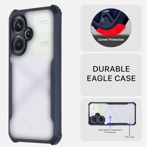 Image of Pikkme Redmi Note 13 Pro Plus 5G Back Cover | Crystal Clear Transparent Back | Ultra Hyrbid | Full Camera Protection | Raised Edge | Bumper Back Case (Blue)