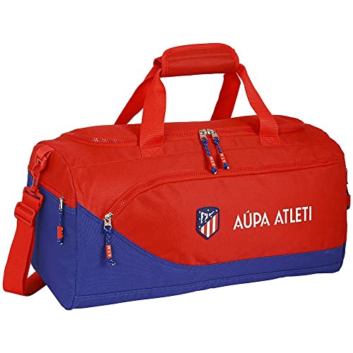SAFTA, Bolsa de Deporte de Atlético de Madrid, 500x250x250 mm Unisex niños, Roja y Azul Marino, Estándar