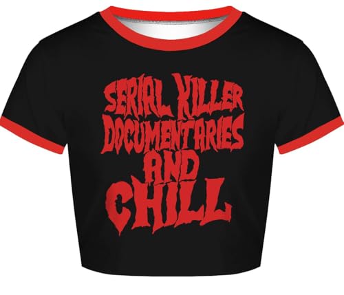 Womens Crop Tops Summer Casual Short Sleeve Goth Halloween Graphic Cropped T Shirts