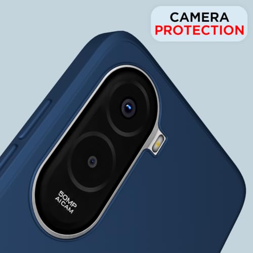 Image of Outlouders Back Cover for Poco M7 Plus 5G | Camera Protection | Durable Soft Matte Silicone Bumper Case (Blue)
